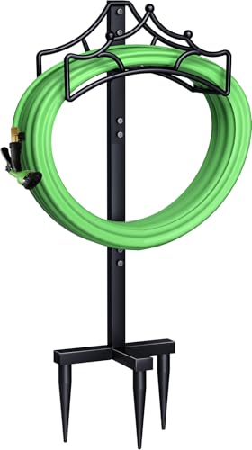 Garbuildman Garden Hose Holder with 3 Spikes, Freestanding Metal Hose Stand for Outdoor Garden, Detachable Hose Storage Rack for Lawn & Yard, Crown Black - size: 3-Spike Crown