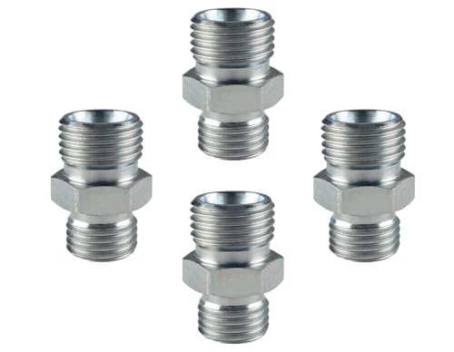 DEWHEL 4PCS M14 To M16 Carbon Steel Hydraulic Hose Pipe Thread Connector Compatible with Mini Excavator AGT、FF Industries、VICSEC、Miva、Machpro、TPM