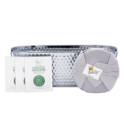 Buzzy Seeds Grow & Grill Herb Kit, Metal Windowsill Planter, Rosemary Sage - color: Silver