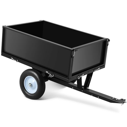 500 LBS Tow Behind ATV Trailer Dump Cart, 11 CU.FT Pull Behind Garden Cart