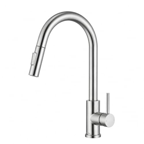 Tohlar Kitchen Sink Faucets with Pull Down Sprayer Brushed Nickel - color: Brushed Nickel, style: Standard