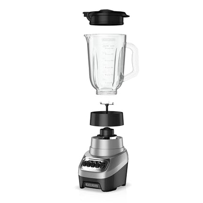BLACK+DECKER PowerCrush Multi-Function Blender with 6-Cup Glass Jar, 4 Speed Settings, Silver - style: Countertop Blenders