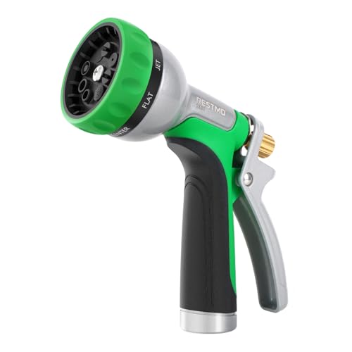 RESTMO Garden Hose Nozzle Heavy Duty, Rear Trigger Water Sprayer, Green - color: Green