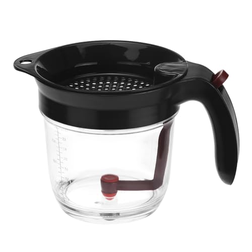 QWORK Fat Separator, 4 Cups / 1000 ml Grease Separator with Bottom Release - Soup Oil Separator Measuring Cup for Cooking