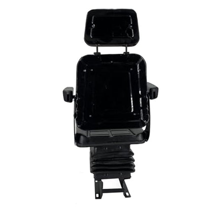 Tractor Suspension Seat, Adjustable Universal Replacement Seat W/Armrest W/Backrest, Compatible with Excavator Skid Loader Dozer (Black)