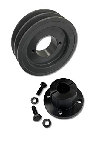 Double Groove 5.45" Cast Iron Electric Motor " H " Pulley/Sheave, Bushing Included, for 3/8" and 1/2" Top Width 3L/A/AK/4L/4LK Section V Belt, 2 Groove (3/4" Shaft / 0.75 Bore, 2AK56H) - size: 3/4" Shaft / 0.75 Bore