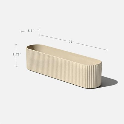 Veradek Demi Series Window Box Planter - Round Outdoor Planter - color: Sand, size: 36 inch
