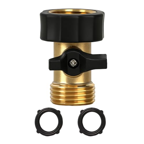 Hourleey Garden Hose Shut Off Valve, Heavy Duty 3/4 Inch Solid Garden Hose Shut Off Valve with 2 Extra Rubber Washers - color: Black, size: 1 Pack