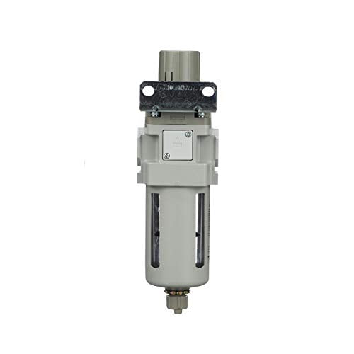 PneumaticPlus SAW400-N04BG Compressed Air Filter Regulator Piggyback Combo 1/2" NPT - Poly Bowl, Manual Drain, Bracket, Gauge - style: Poly Bowl - Manual Drain