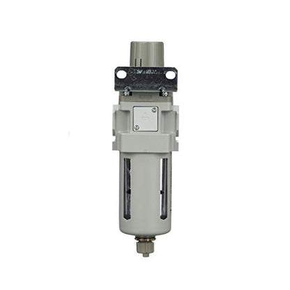 PneumaticPlus SAW400-N04BG Compressed Air Filter Regulator Piggyback Combo 1/2" NPT - Poly Bowl, Manual Drain, Bracket, Gauge - style: Poly Bowl - Manual Drain