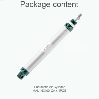 MAL16x100 Mini Air Cylinder 16mm Bore 100mm Stroke Double Acting - size: 16mm x 100mm