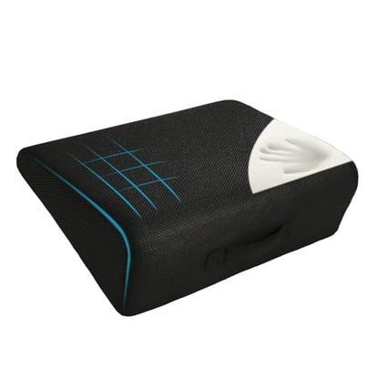 HOMBYS High Density Foam Car Seat Cushions for Short People,Car Booster Seat for Short Drivers,Ultra Thick Adult Booster Seat for Car Driving,Wedge Seat Cushion 6" Thickness,Black Mesh Cover - size: 17"x14"x3.5"