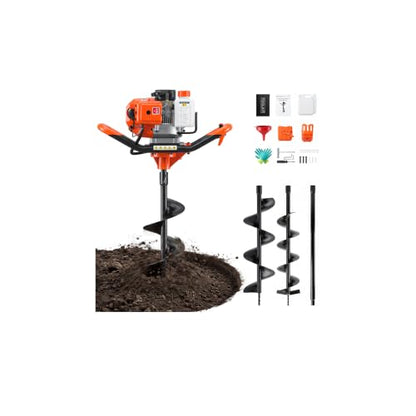 63CC Auger Post Hole Digger with 6" 8" Drill Bits +1 Extension Rod