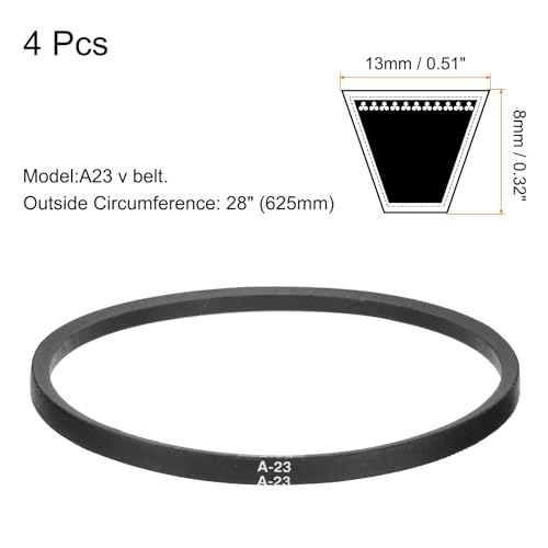 uxcell 4pcs A23 or 4L250 Classic Wrapped Rubber V-Belt, 23.3"(585mm) Inside Circumference, A Profile V Belt - size: A23