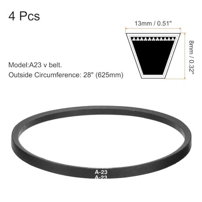 uxcell 4pcs A23 or 4L250 Classic Wrapped Rubber V-Belt, 23.3"(585mm) Inside Circumference, A Profile V Belt - size: A23