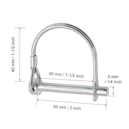 10-Pack Safety Coupler Hitch Pins with Round Loop 1/4 x 2 Inch - size: 1/4"x2"