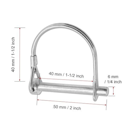 10-Pack Safety Coupler Hitch Pins with Round Loop 1/4 x 2 Inch - size: 1/4"x2"