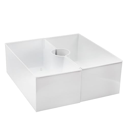 AuldHome Design Umbrella Planter for Patio Table (White Square), w/Umbrella Hole, Enamelware Rectangular Planter Pots - color: White, size: Large Square