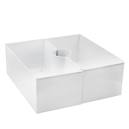 AuldHome Design Umbrella Planter for Patio Table (White Square), w/Umbrella Hole, Enamelware Rectangular Planter Pots - color: White, size: Large Square