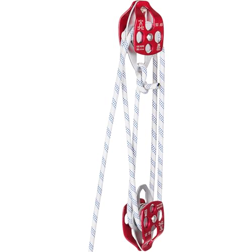 VEVOR Twin Sheave Block and Tackle 1/2 in x 100 ft Twin Sheave Block with Braid Rope 30-35 KN 6600-7705 lbs Double Pulley Rigging - size: 1/2" x 100