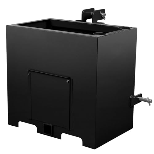 3 Point Hitch Ballast Box, 800 Lbs Capacity Heavy Duty Steel Tractor Weight Box with Tool Holders, Category 1 Tractor Attachment for Stability, Farm, Lawn & Garden Use