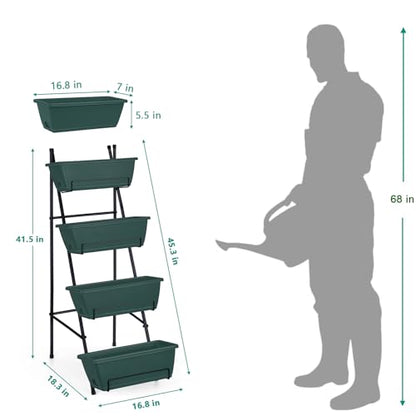 OYEAL Raised Garden Bed 4 Tier Vertical Garden Planters Indoor Outdoor Raised Planter Box with Legs Elevated Herb Garden Planter for Flowers Vegetables Plants, Green, 16.8 * 18.3 * 41.5 Inches - color: Green