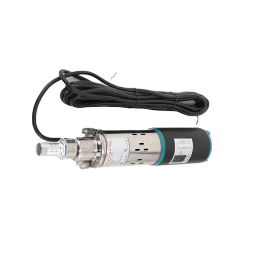 Submersible Screw Well Pump Deep Well Water Pump Stainless Steel Deep Well Submersible Pump DC 12V 200W Electric Deep Well Solar Submersible Water Pump for Irrigation Agricultural Garden Home