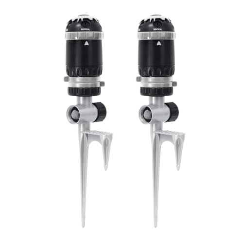 RESTMO 2 Pack Gear Drive Sprinkler with Step Spike Base, Silver - color: Silver, size: 2 Pack