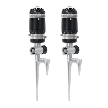 RESTMO 2 Pack Gear Drive Sprinkler with Step Spike Base, Silver - color: Silver, size: 2 Pack