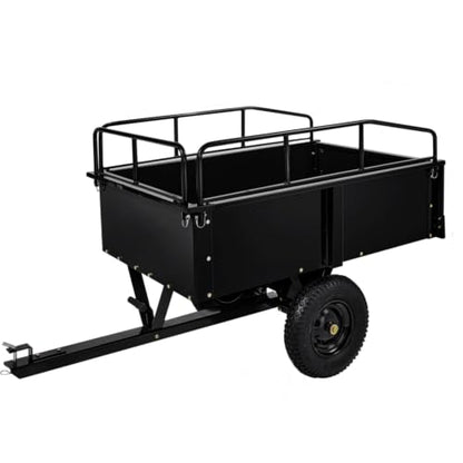 750 LBS Heavy‑Duty Dump Cart, 13.5 Cu.ft Steel Lawn Mower Trailer & Garden Trailer, Quick‑Release Dumping ATV Dump Trailer & Garden Utility Cart for Yard Work, Landscaping, Farm & Lawn Mower Towing