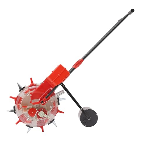 Hand Push Seeder Machine Corn Seeder Spreader Manual Seed Drill with 6 Nozzles for Garden and Vegetable Field