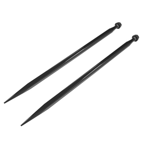 Suitable for 47” Heavy-Duty Hay Bale Spear Pair - 3000 lbs Capacity, Compatible with Skid Steer Tractors, Loaders, Buckets, and Cranes - Quick Attach Spike Forks - Durable Black Steel, Powder Coated