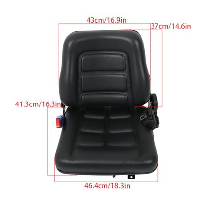 munirater Universal Fold Down Tractor Seat with Seatbelt and Slide