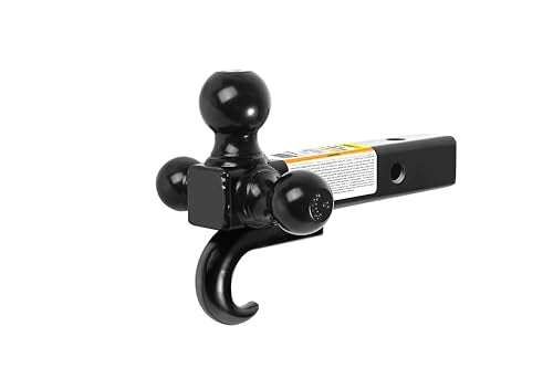 MaxxHaul Triple Ball Mount Hitch with Tow Hook, Fits 2" Receiver – 1-7/8", 2", 2-5/16" Welded Hitch Balls, Class III/IV, 10,000 lb GTW, Heavy-Duty Powder-Coated Steel – 50231 - style: Triple Ball Mount with Hook Hollow Shank, Black