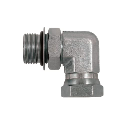 #10 SAE/ORB Male x 3/8" NPSM Female 90 Degree Elbow/Corner Joiner Hydraulic Swivel Adapter Fitting | 6901-10-06 - size: #10 SAE/ORB Male x 3/8" NPSM Female