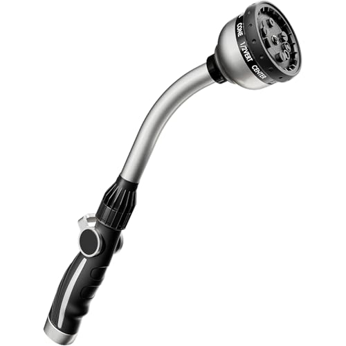 RESTMO Watering Wand Heavy Duty, 15-Inch Long Hose Nozzle Sprayer - color: Silver
