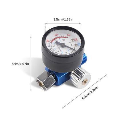 Flylin 1/4 Inch Spray Gun Air Inlet Pressure Regulator Valve with Gauge