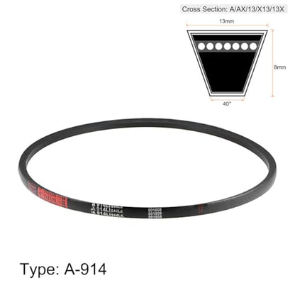 uxcell A914 V-Belts 914mm Inner Girth 13mm Top Width 8mm Thickness A-Section Rubber Drive Transmission Belt 2pcs - size: 36"