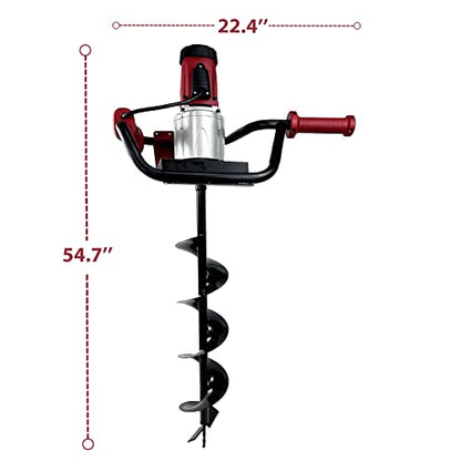 1500W Electric Post Hole Digger 6" & 4" Bits with Bag, Red - color: Red