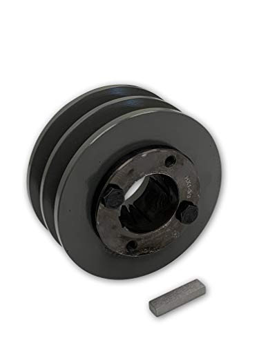 Double Groove 4.25" Cast Iron Electric Motor" H" Pulley/Sheave, Bushing Included, for 5/8" Top Width B/5L/BK/5LK Section V Belt, 2 Groove Pulley (1-3/8" Shaft / 1.375" Bore, 2BK45H) - size: 1-3/8" Shaft / 1.375" Bore