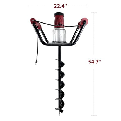 1500W Electric Post Hole Digger with Reverse, 2×6" & 2×4" Bits - color: Red, style: Reverse - 2×6"and 2×4" Auger Bits
