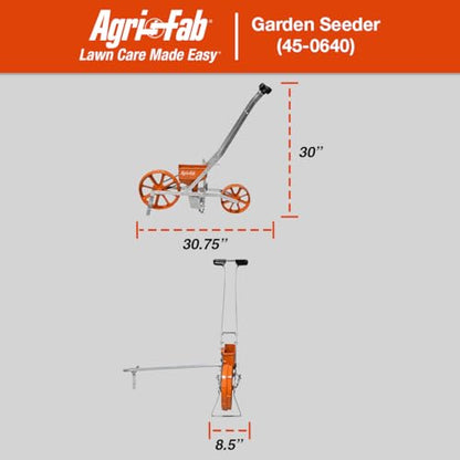 Agri-Fab Push Garden Seeder Planter with 7 Interchangeable Seed Plates, 3 lb Capacity Hopper and Adjustable Row Marker, Orange