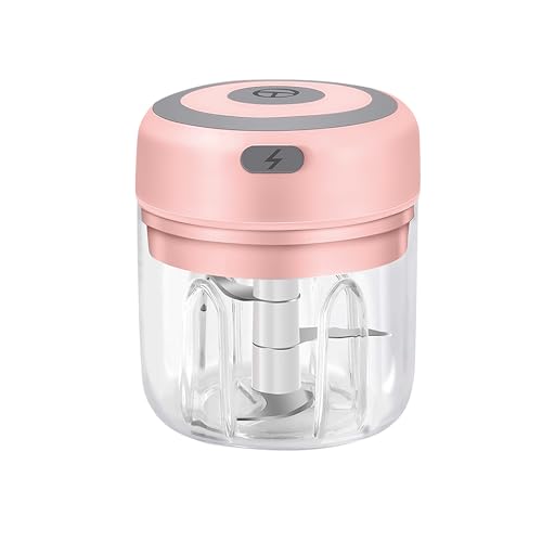 Electric Garlic Mincer, 250ML Small Onion Chopper USB - color: 250ML Pink