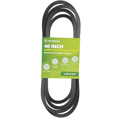 GX21833 48 Inch Mower Deck Belt for John Deere 145 D140 D150 D155 D160 L120 L130 LA130 LA140 LA145 LA155 LA165 Z200 Z255 Z300 Z355E Riding Lawn Mower GX20571, 1/2" X 141.7" - size: 141.7"L x 0.559"W