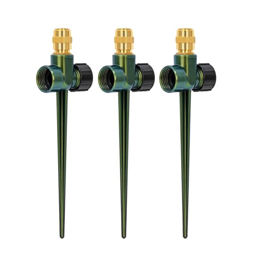 RESTMO 3 Pack Heavy-Duty Full-Metal Lawn Sprinklers for Yard - color: Green, size: 3 Pack