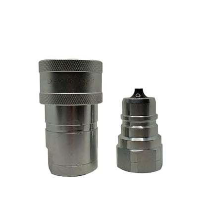 1-Set 1" Ag ISO5675 Carbon Steel Hydraulic Quick Disconnect Coupling/Coupler Poppet Valve，Pioneer Type, Set w/Dust Cap - size: 1Set-1"NPT(Poppet)