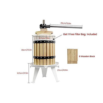 SQUEEZE master Fruit Apple Cider Wine Classic Press- 1.6 Gallon with Fruit Apple Wine Classic Crusher With Stand