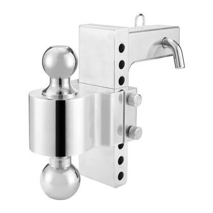 MaxxHaul Adjustable Dual Ball Mount for 2-Inch Hitch Receiver - 6-Inch Drop 7-Inch Rise - Aircraft-Grade Aluminum - Chrome Hitch Balls - 10000 lb GTW Heavy Duty Trailer Towing (50246) - style: Aluminum Adjustable Dual Ball Mount