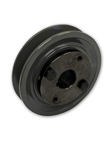 Single Groove 5.45" Cast Iron Electric Motor " H " Pulley/Sheave, Bushing Included, for 5/8" Top Width B/5L/BK/5LK Section V Belt, 1 Groove Pulley (7/8" Shaft / 0.875 Bore, BK57H) - size: 7/8" Shaft / 0.875 Bore