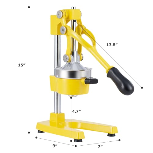 CO-Z Manual Citrus Juicer - Professional Orange, Lemon, Lime & Pom Juice Extractor, Easy to Clean, Yellow - color: Yellow